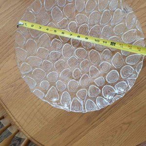 Crate & Barrel Textured Glass Centerpiece Platter Made in Italy